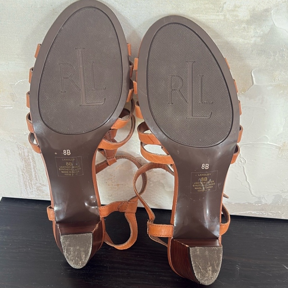 Lauren Ralph Lauren Brown Leather Strappy Sandal - Picture 5 of 6